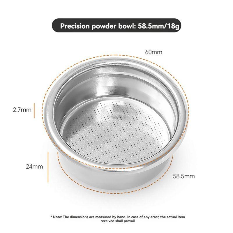 ABBY-58.5MM Espresso Filter Stainless Steel Powder Tank Precision Powder Bowl Coffee Basket Bilayer Extraction Powder Bowl