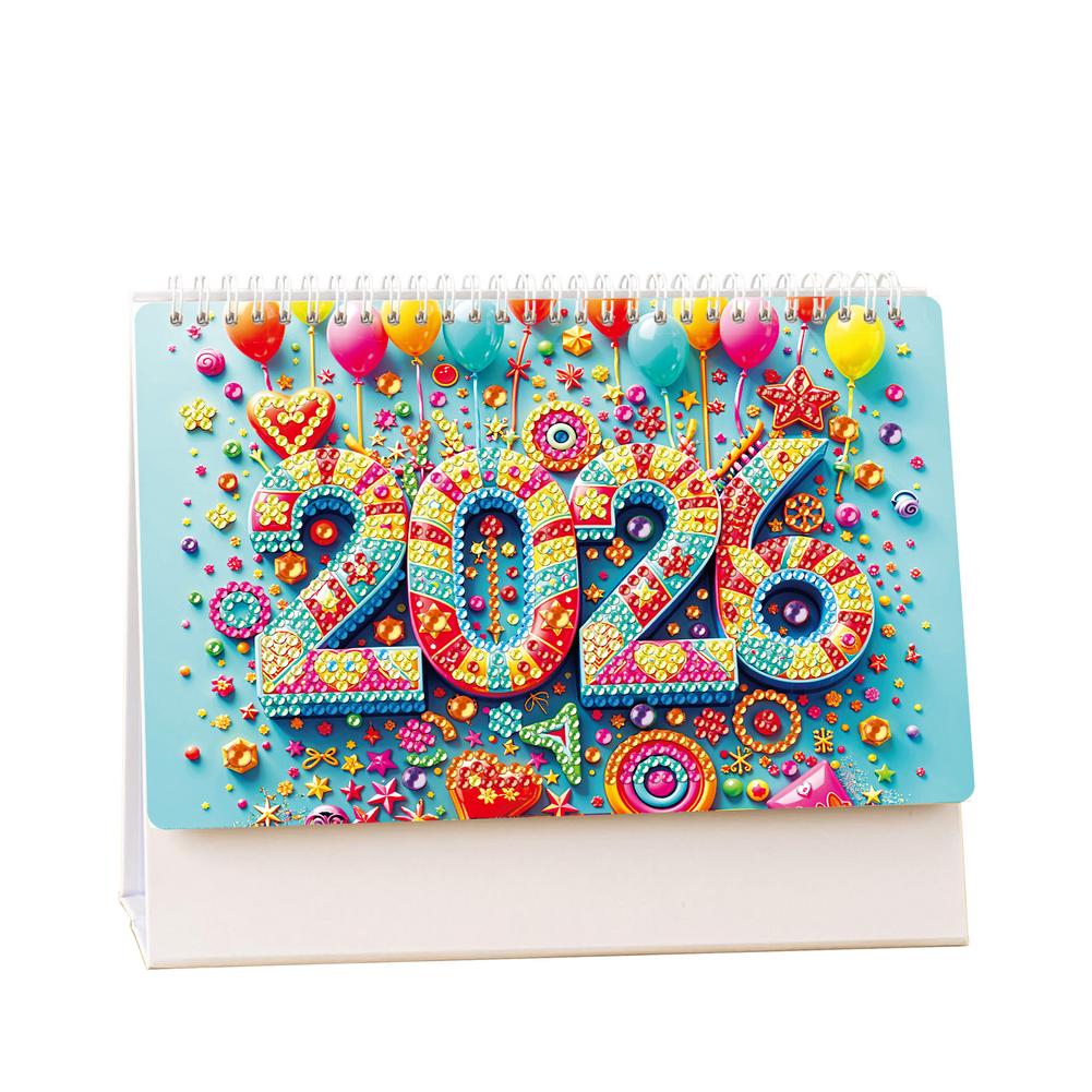 2026 DIY Diamond Painting Calendar Art Desk Calendar Irregular Diamond Painting Crafts Home Office Desktop Calendar Decoration