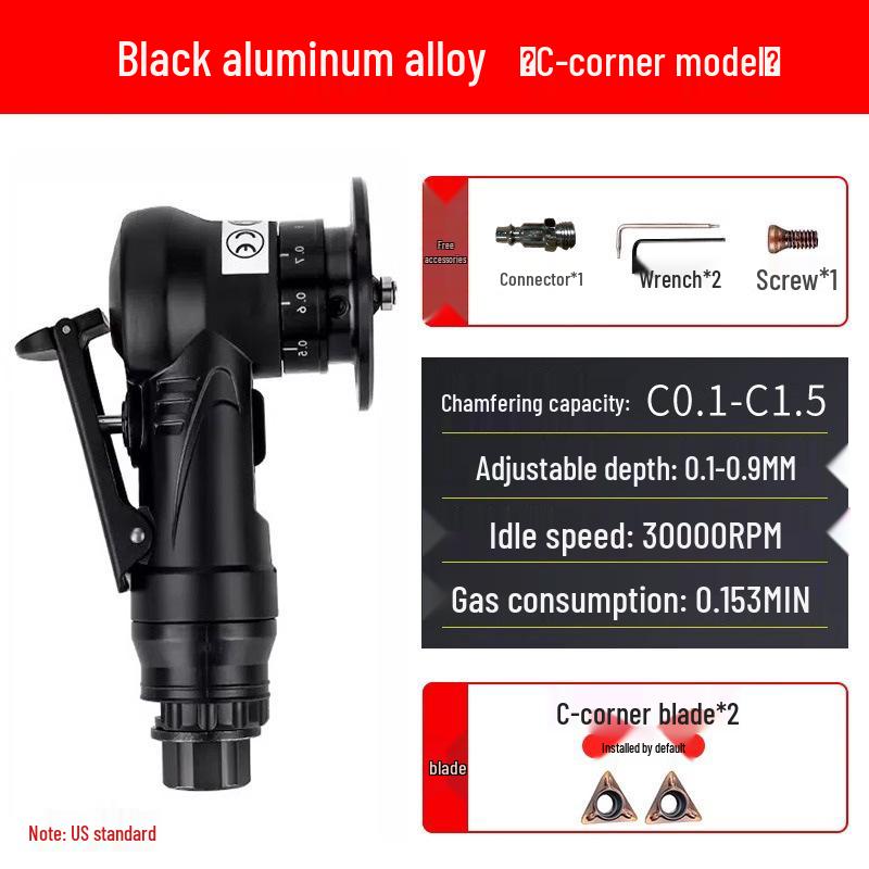 Handheld Mini Pneumatic Chamfering Machine: 45° C/R-Angle Deburring Tool for Woodworking and Metal