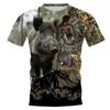 Summer Round Neck 3D Animal Print Top Hunting Camouflage Clothing Fashionable Casual Short Sleeved Men's T-shirts