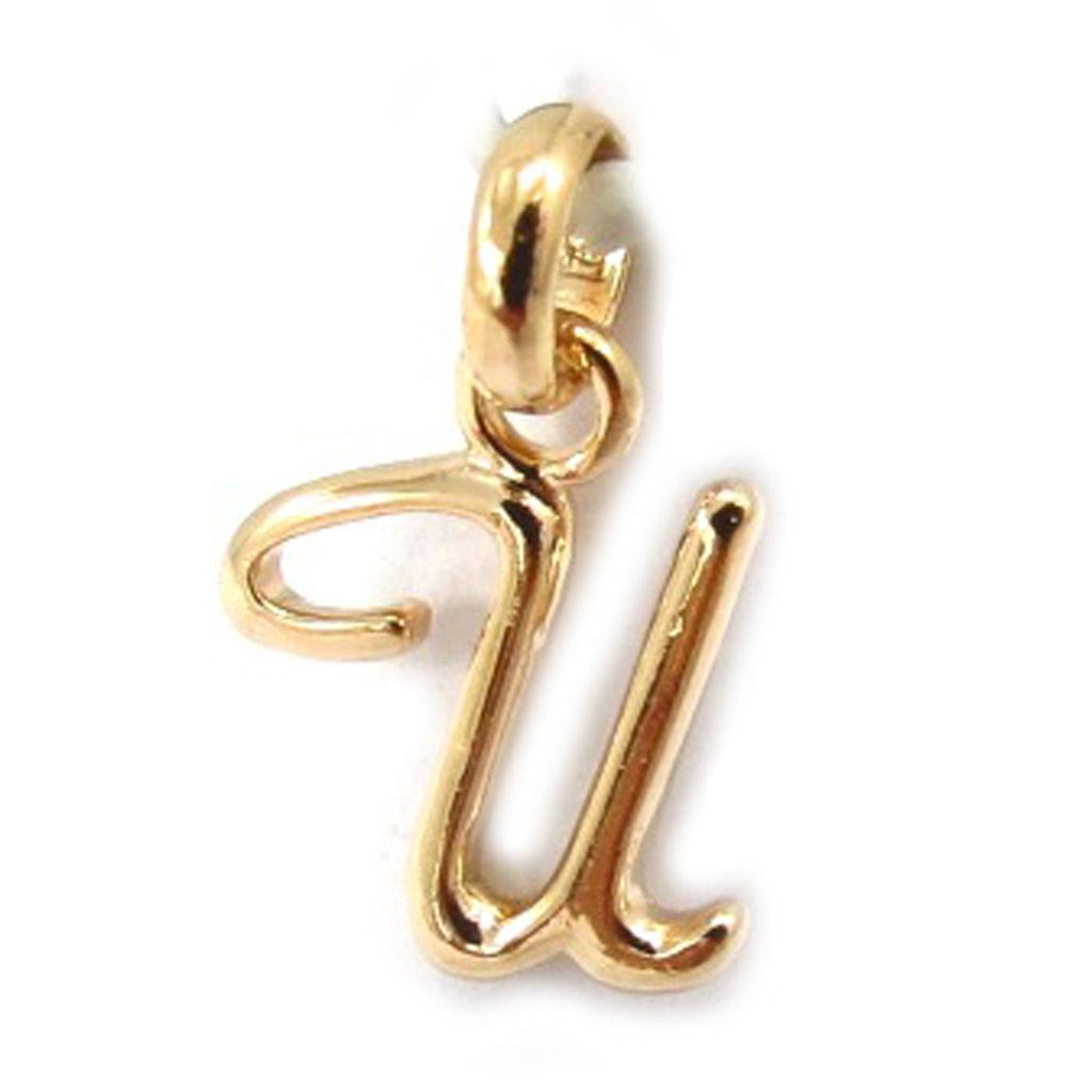 Les Trésors De Lily [K3670] - Gold Plated 'Letter U' Pendant