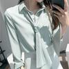 Blusa Mujer Moda Verano  Elegante Blusa Femenina Manga Larga Top Chic Blanco