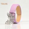 Rhinestones Butterflies Decor Belt Adjustable Length Multi Holes Design Women Waistband Solid Color Belt Costume Accessories
