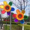 Wind Spinners Outdoor Sunflower Reflective Pinwheel Colorful Rainbow Decor Bird Scare Device for Farm Lawn House Orchard Pool