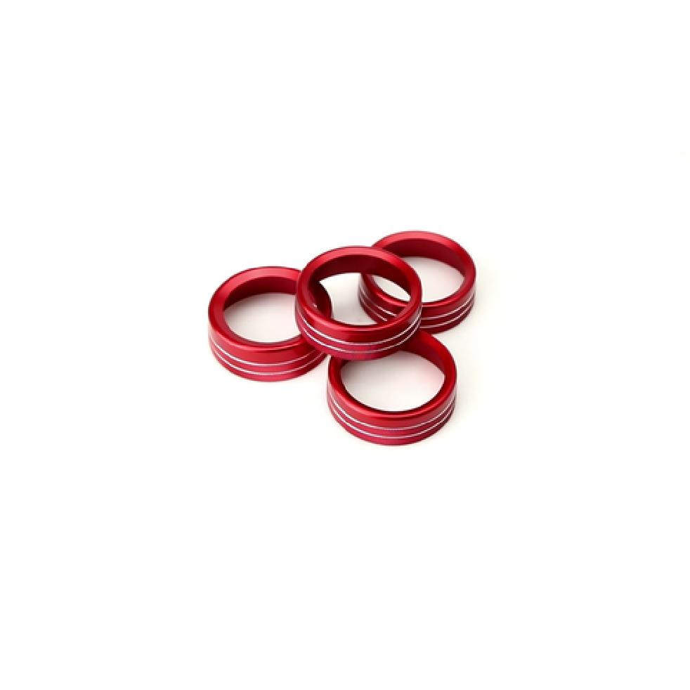 Red AC Air Conditioner & 2WD/4WD Switch Knob Ring Covers For 16-23 Toyota Tacoma