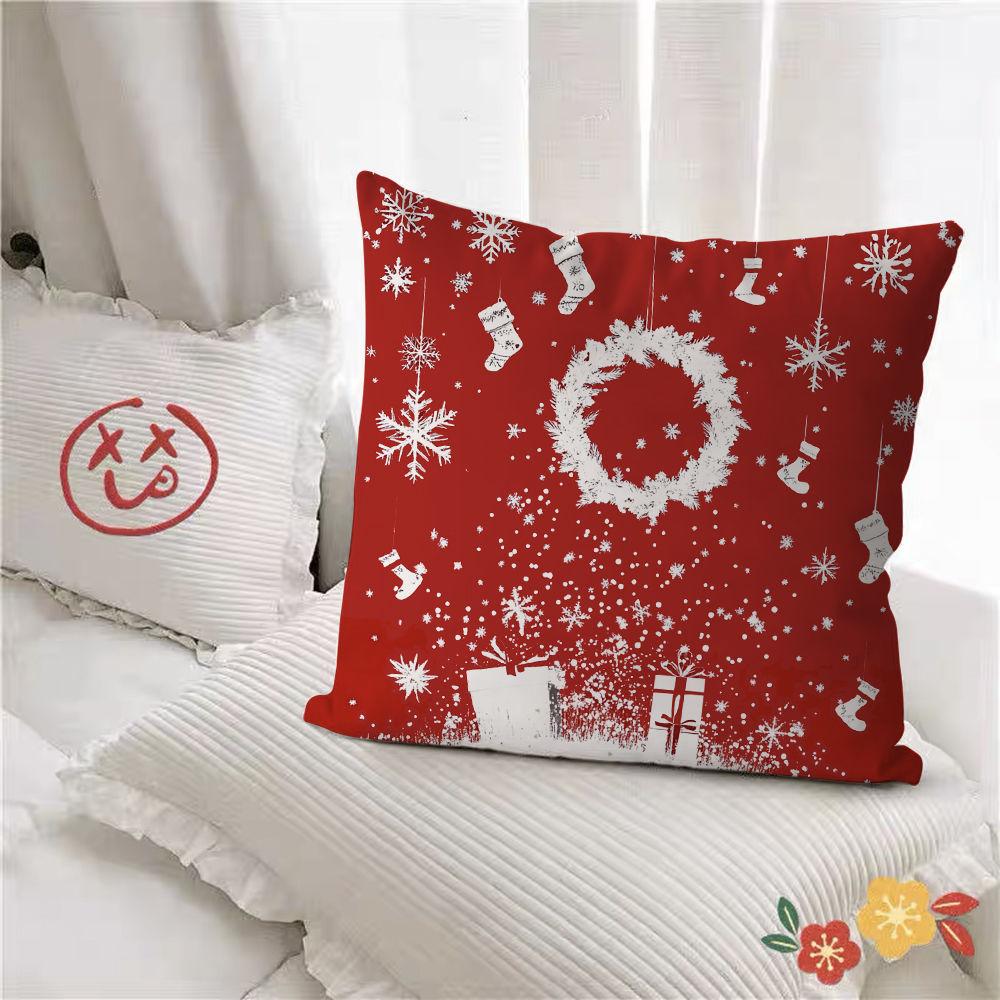 

Home Christmas Pillow Snow Day Christmas Double-sided Christmas Gift Removable and Washable Pillowcase Cute Cushion Lumbar Pillow linen-45x45cm double-sided [without pillow core]