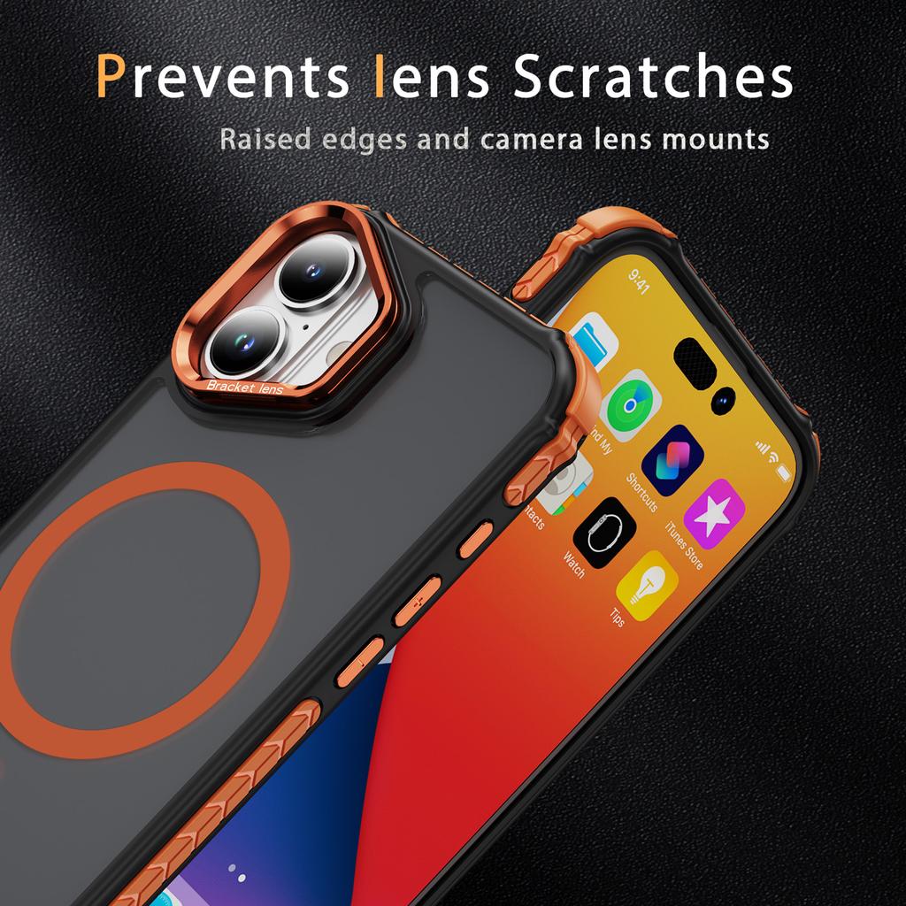 For iPhone 17 Case with Lens Kickstand Matte Phone Back Cover Compatible with MagSafe