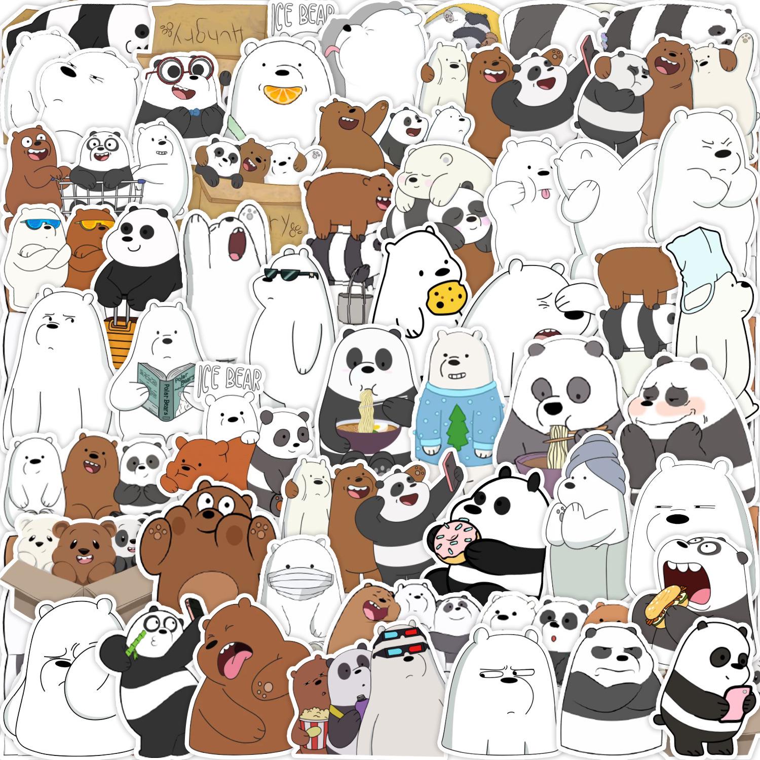 50-Pack Cute Three Bears Cartoon Laptop & Luggage Stickers 50 Pieces