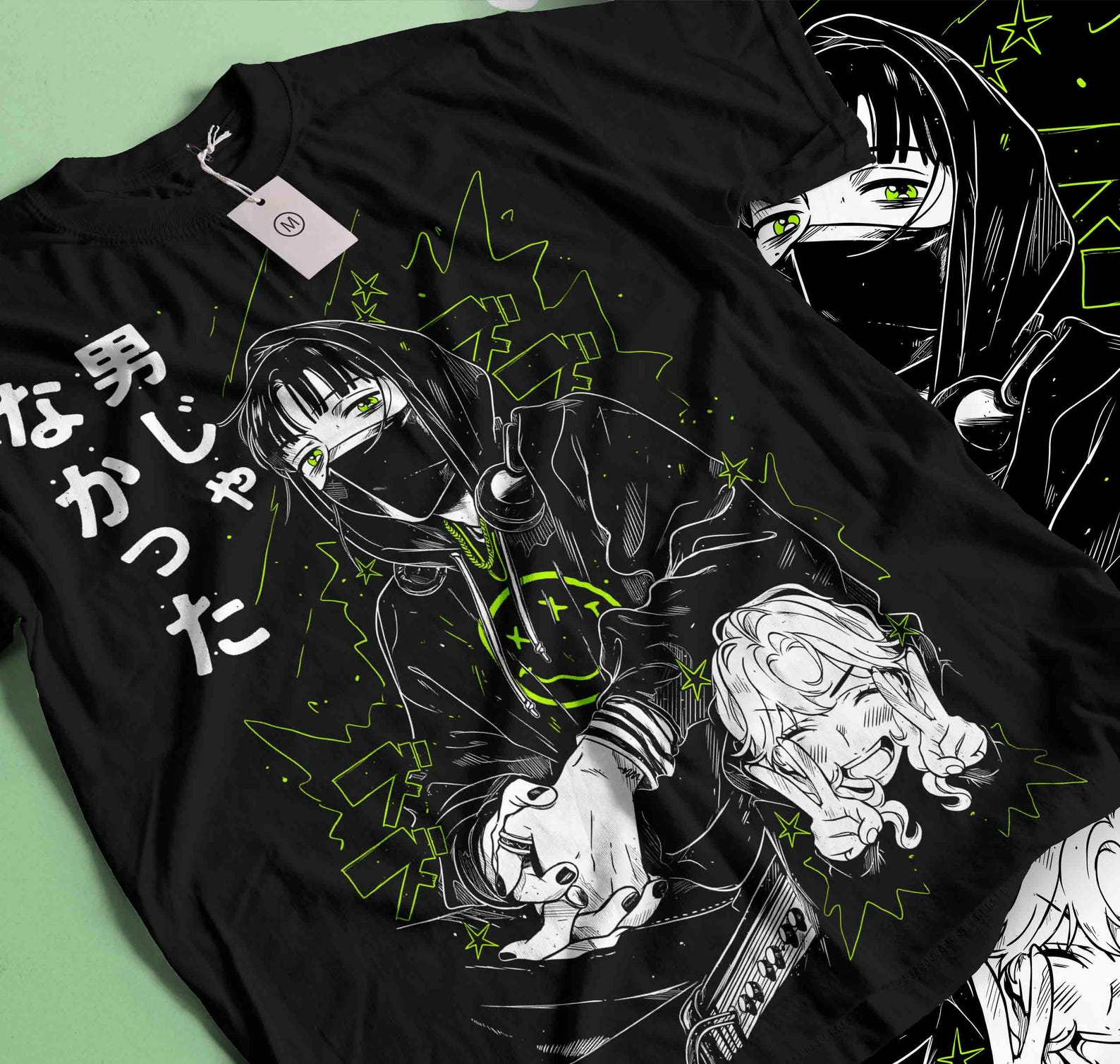 Fire Style / Streetwear / Japan Style / Unisex / 100% Cotton blach t-shirt S