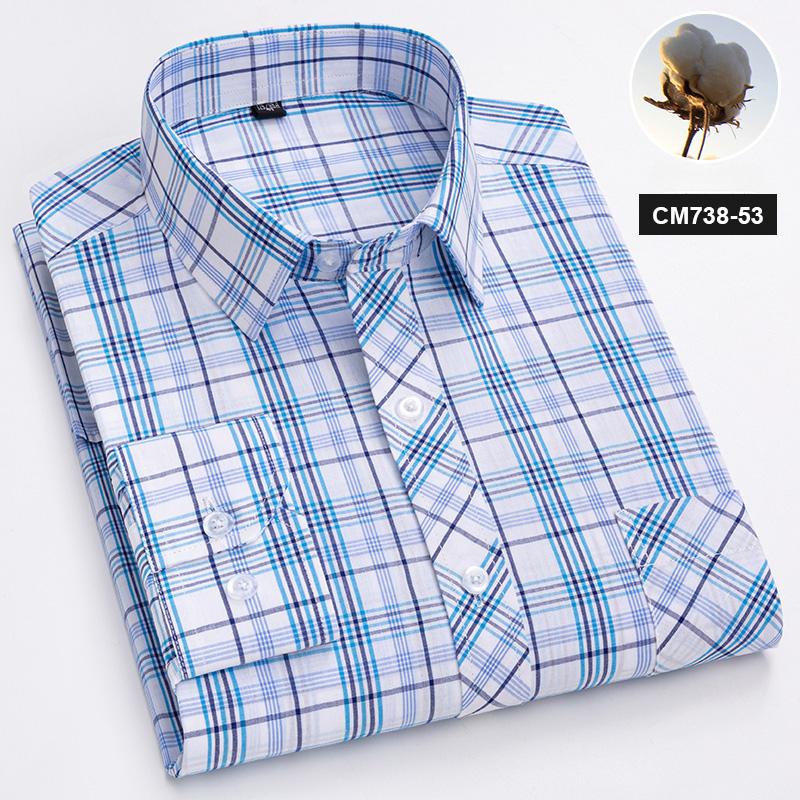 Neu im Hemd 100% Baumwolle Langarmhemden für Herren dünn slim fit formell einfarbiges Hemd karierte Designer-Oberteile Büro elegante Kleidung