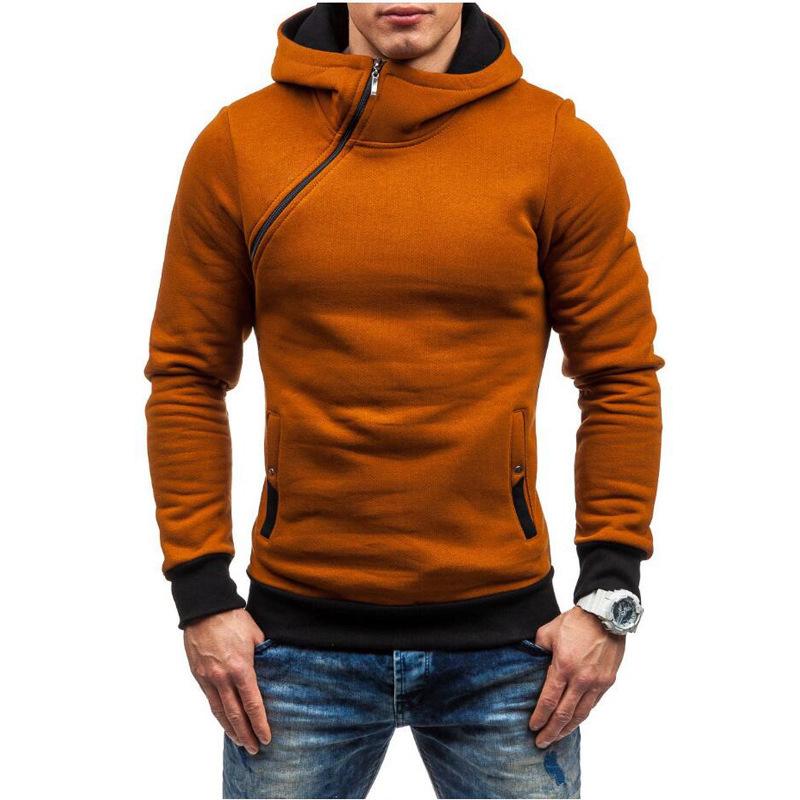 Men's Asymmetrical Zipper Hooded Sweatshirt - Autumn/Winter, Multiple Colors