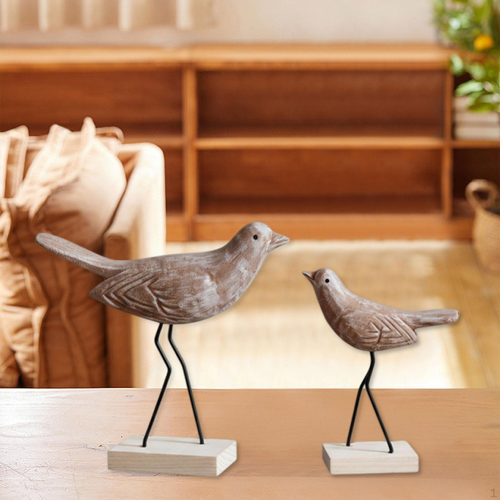 

2x Деревянные фигурки птиц Скульптура Минималистичное украшение дома Животное для стола пола автомобиля