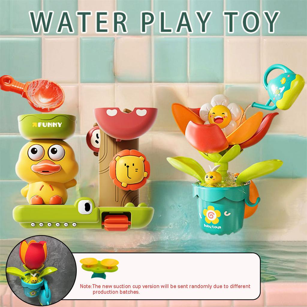 2025 Baby Bath Toy Play Water in Duck/Flower Shape Lion Waterwheel Children Fun in Shower Bathtub with Suction Cup in Kid Gift