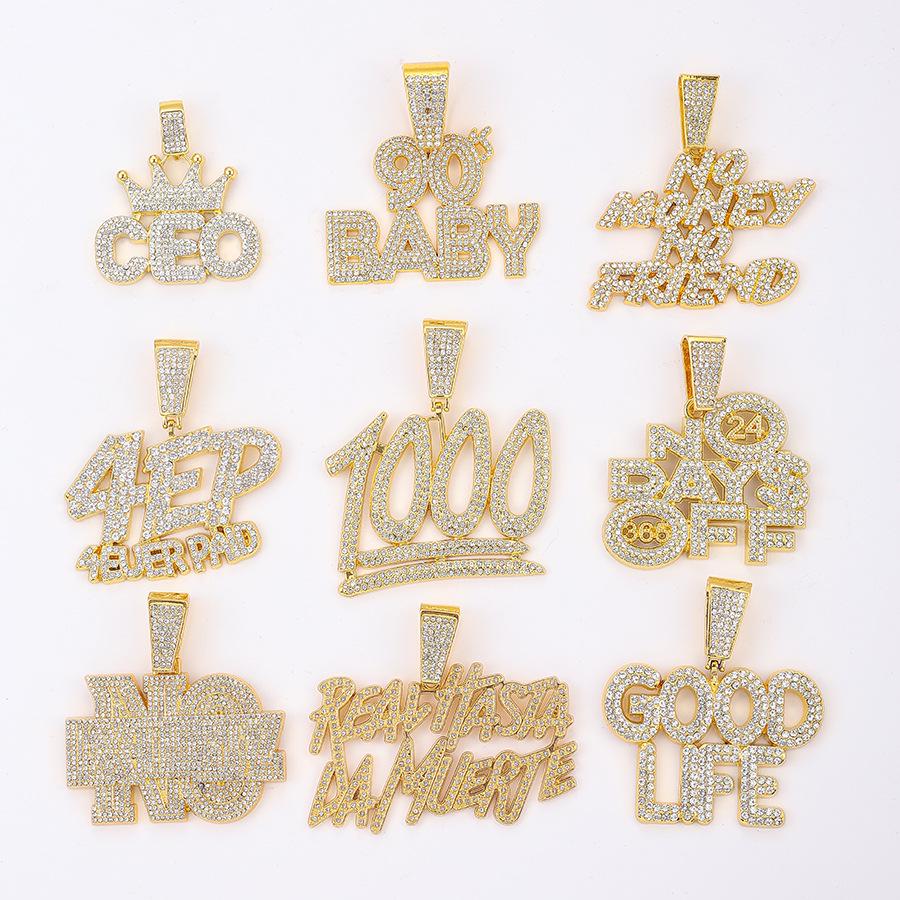 European & American Hip-Hop ICE Diamond CEO Letter Pendant Necklace - Trendy Unisex Jewelry