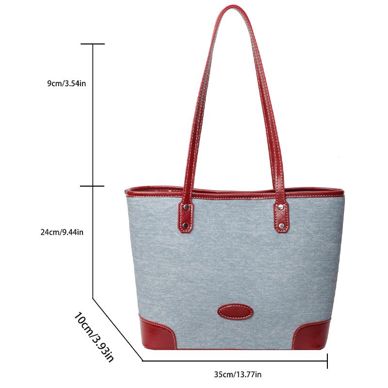 Student Classroom Large Capacity Tote Bag Women's Korean Fashion Denim Casual Underarm Bag  Commuter Shoulder Bag