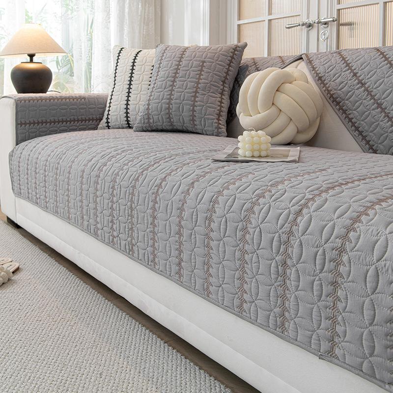 Nordic High-Grade Striped Sofa Cushion Non-Slip Wear-Resistant Four Seasons Universal Sofa Cover Cloth Spring and Summer Backrest Towel