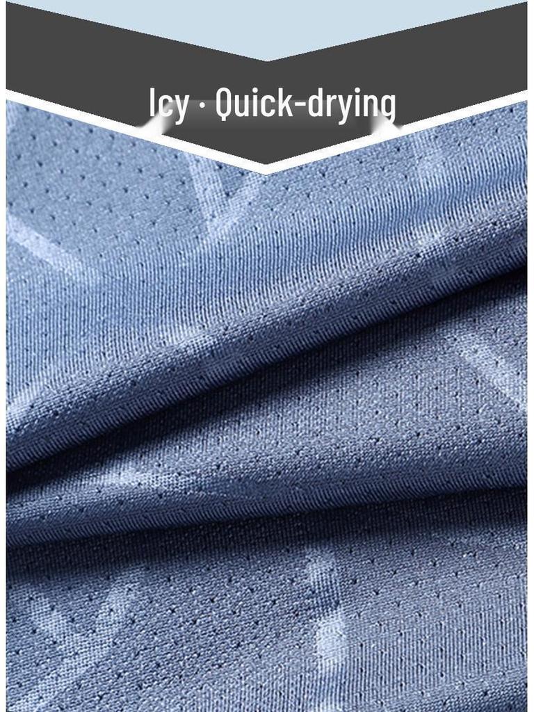 2024 Men's Ice Silk Summer Set: Short-Sleeve T-Shirt, Dad Style, Three-Piece for Middle-Aged and Elderly