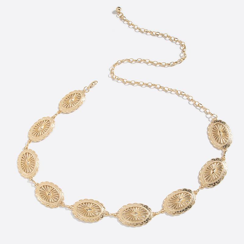 Decoration Hollow Metal Waist Chain With Carved Details Women Accessory Fashion