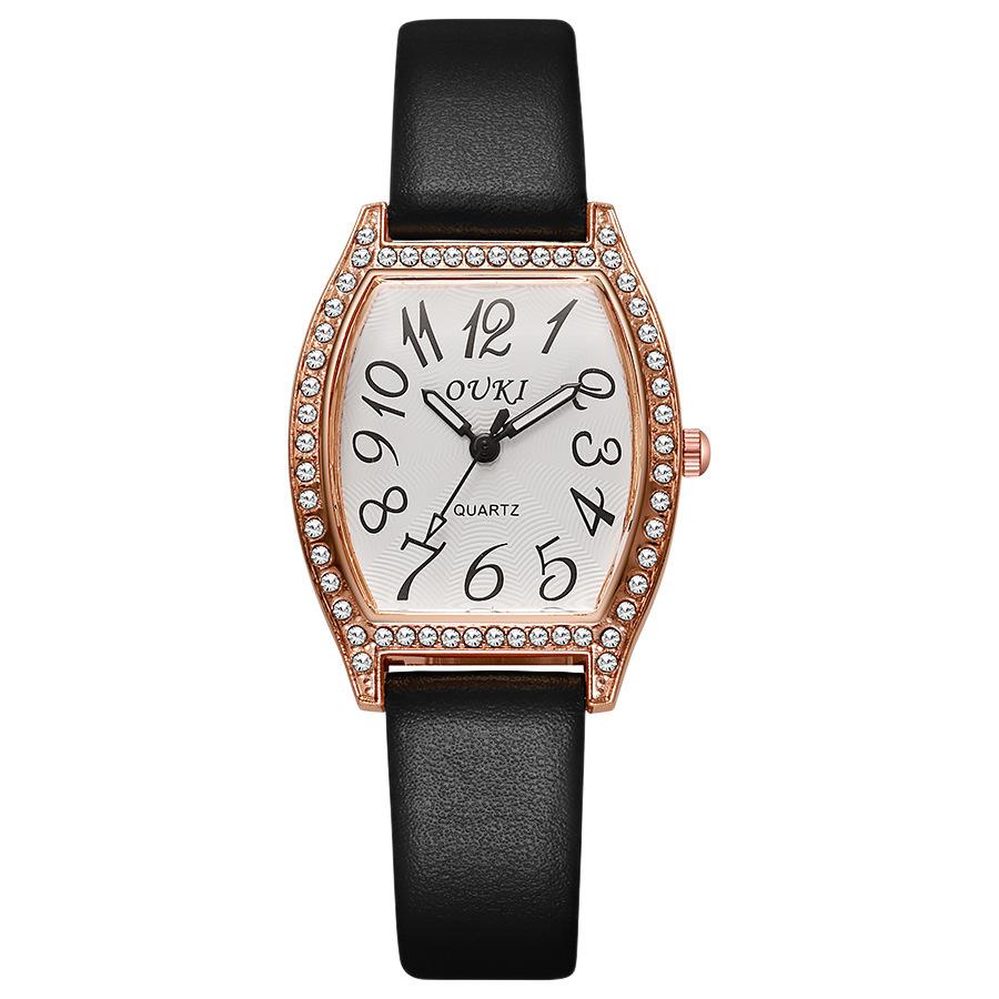 Fassförmige Voll-Diamant Europäischer und Amerikanischer Stil Uhr Mode Damen Uhr Quarz Uhr