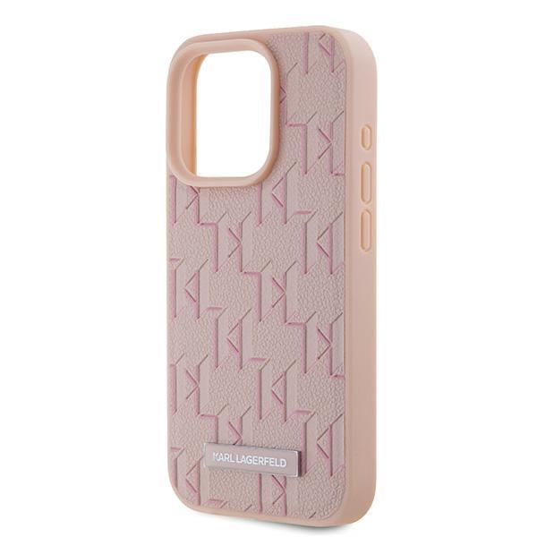 Karl Lagerfeld Klhmp15Lpkhporpp Iphone 15 Pro 6.1 Hardcase Różowy/Pink Leather Monogram Metal Logo Magsafe