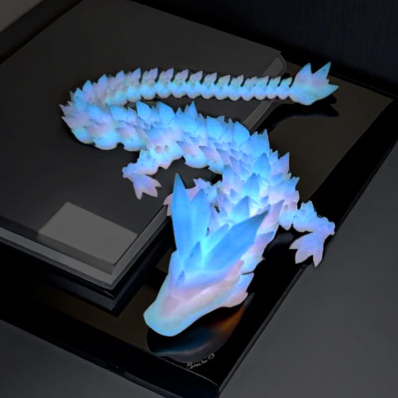 2024 Luminous 3D Printed Crystal Dragon Figurine - Fully Poseable