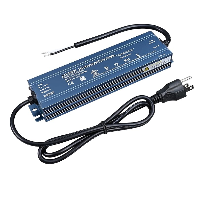 LED Driver 12V 300W Outdoor IP67 Waterproof Power Supply, Transformer Adapter AC100V-130V to DC12V 25A Output, with 3 Prong Plug for Indoor Outdoor