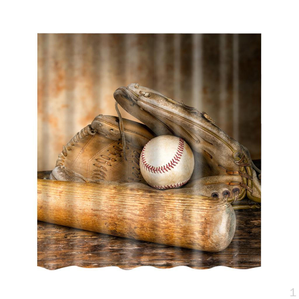 

Shower Curtain with Hooks Treated to Resist by 72 x inches / 180 cm Baseball