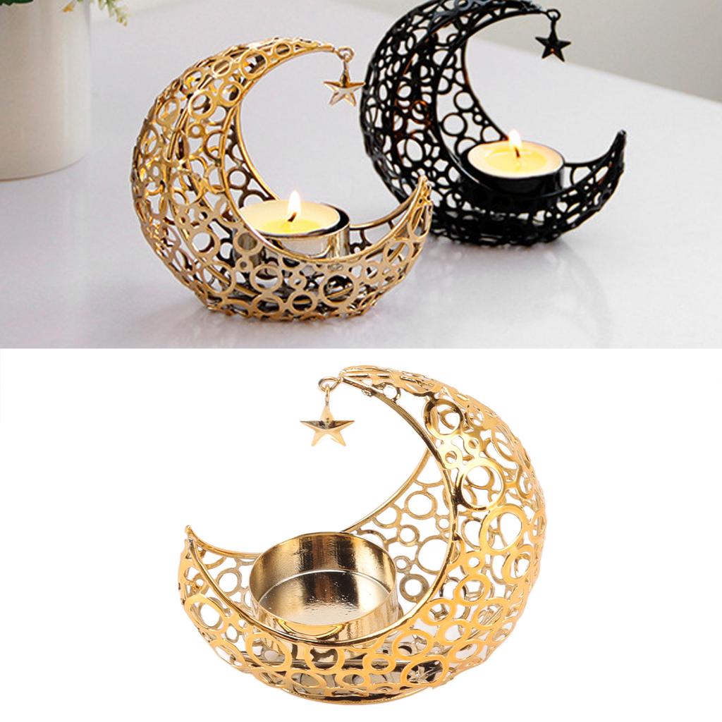 Romantický měsíční svícen Železný dutý svícen na svatby Vánoční dekorace Jídelní Káva