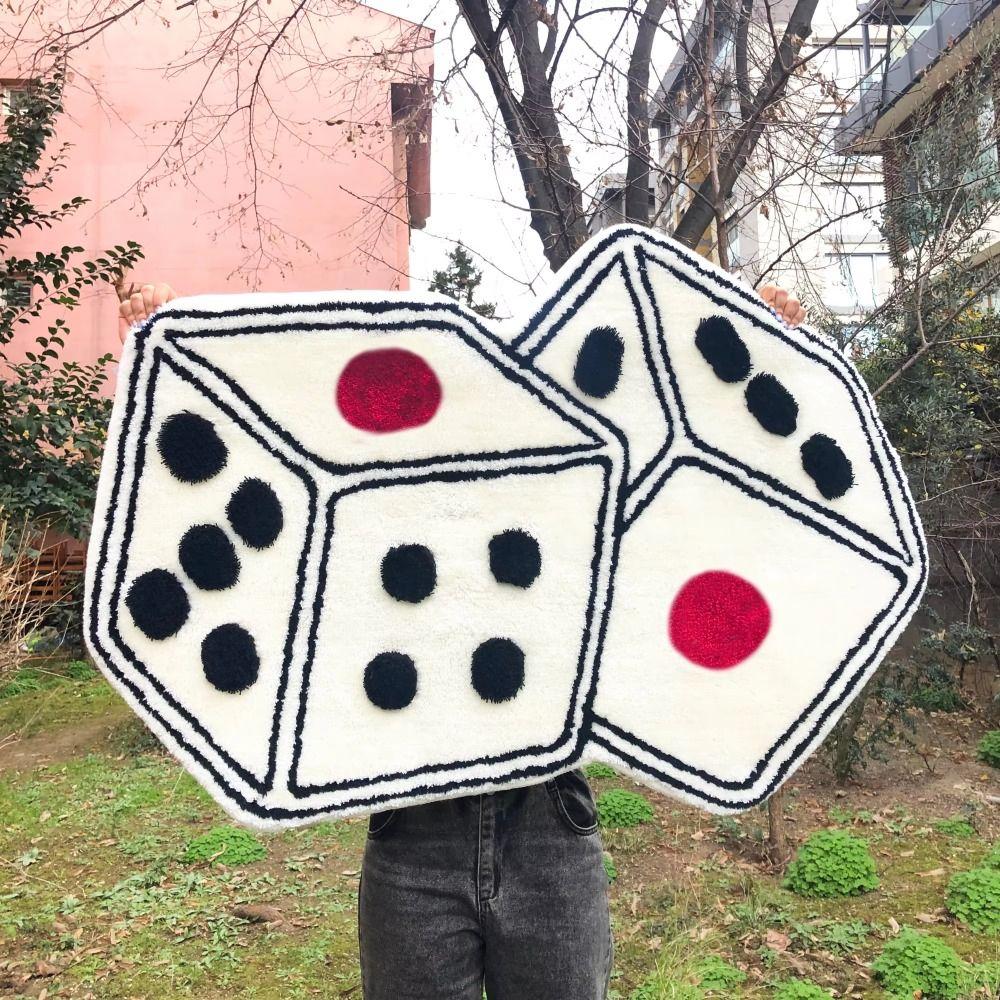 Dice Shaped Imitation Cashmere Carpet Anti-slip Floor Rug Entrance Carpet Floor Mat  Bedroom