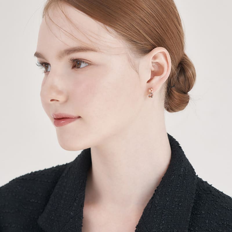 ELLE Schmuck 14K Quadratische Space One-Touch Ohrringe ELGPEE552