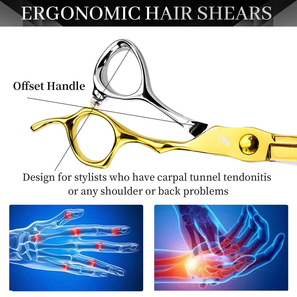 6.0" Napson 440C Hairdressing Scissors Set: Straight, Serrated, Thinning for Salon Use