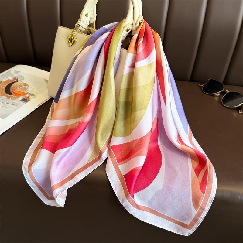 New Modern Polka Dot Printed Silk Scarf Square Scarf High-end Shawl Sunscreen Neck Small Square Scarf Headscarf Women's Scarf