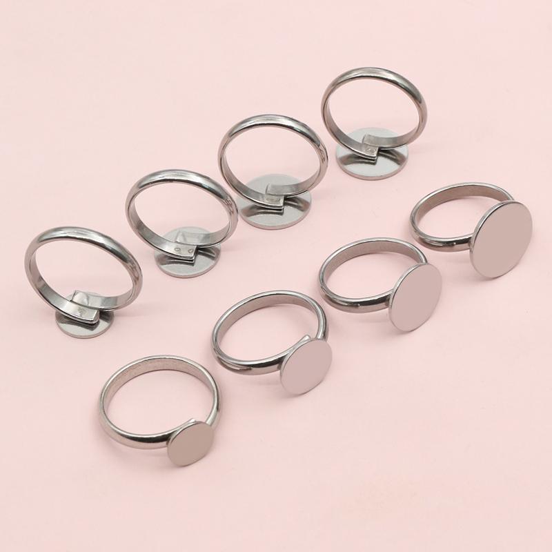 5pcs Stainless Steel 6-14mm Inner Size Craft Ring Cabochons Blank Base Settings Tray DIY Jewelry Making Accessories Supplies
