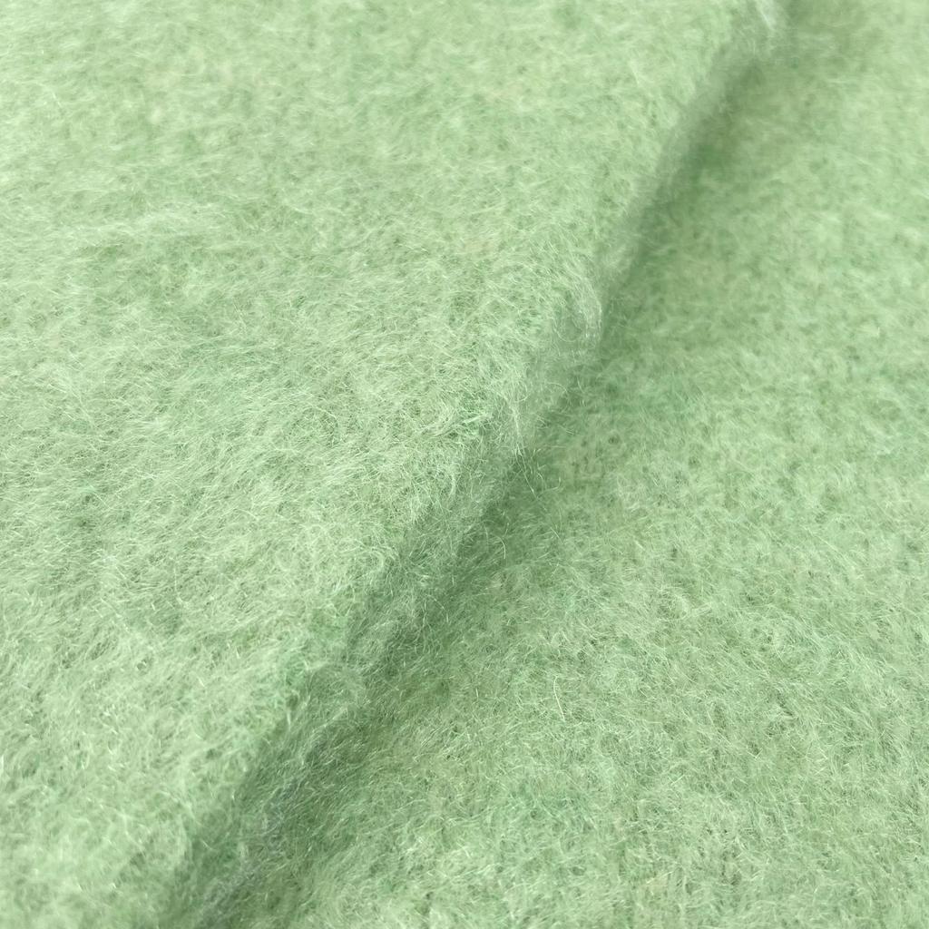 Excellent LOEWE Scarf Anagram Leather Patch Fringe green mohair Women Used