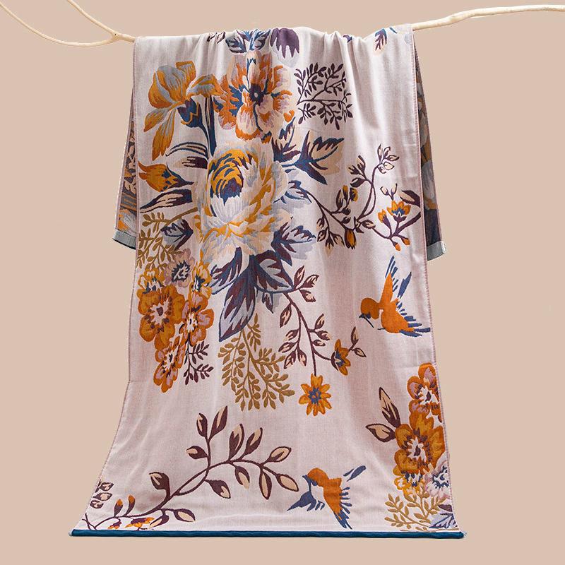 Cartoon Strawberry Cotton Big Towel for Bath for Kids Men Women Bathroom Luxury Five-layer Gauze Super Absorbent Towel 80×160CM