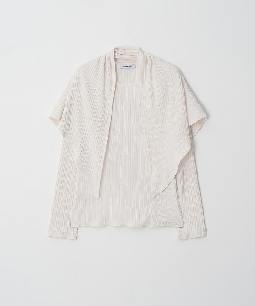 Meojiaenminggeul Iconic Pleats Wrap Scarf Blouse T (Ivory)