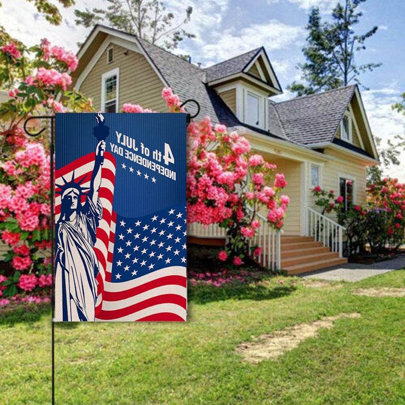 Patriotic One Nation Under Welcome Grădină Steagul Inch Dublu Fețe Ziua Independenței Ziua Memorială Banner de decorare în aer liber