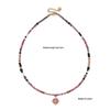 Elegant Bohemian Red Veined Stone Beaded Necklace with High-End Stainless Steel Clavicle Chain for Women
