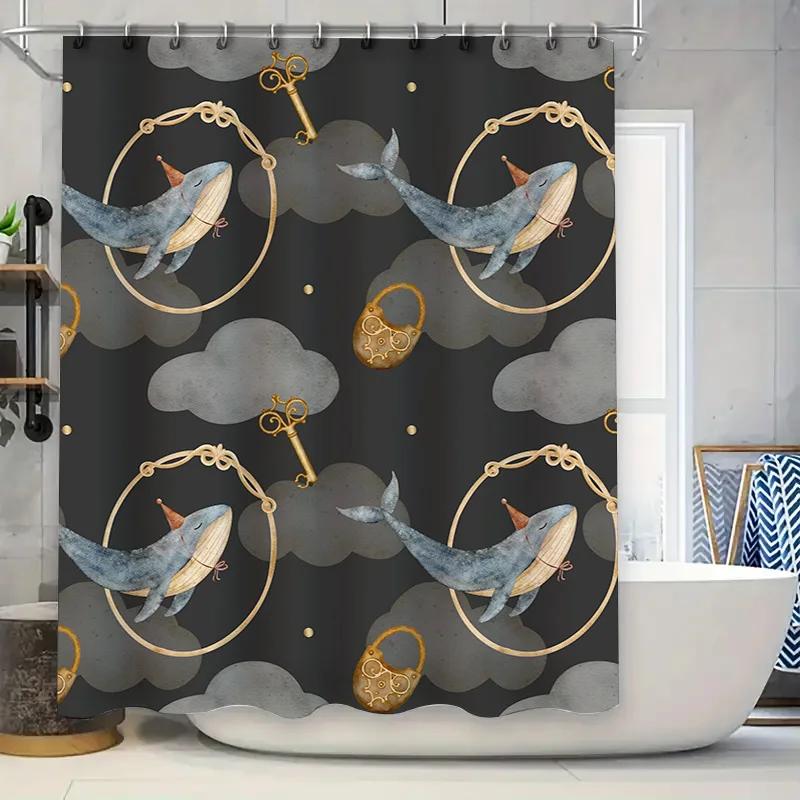 Whimsical Blue Whale Shower Curtain Fashionable Home Decor for Bathroom Soft Fabric Waterproof Backdrop Perfect Gift Idea
