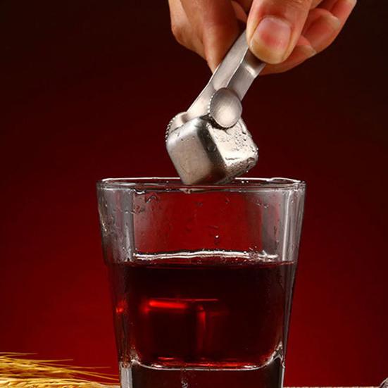 Pietre de Whiskey din Oțel Inoxidabil Răcitoare Reutilizabile pentru Băuturi Ne diluante și Sigure pentru Mașina de Spălat Vase Cuburi de Gheață Metalice pentru Whiskey Răcitor de Vin Ustensilă de Bar