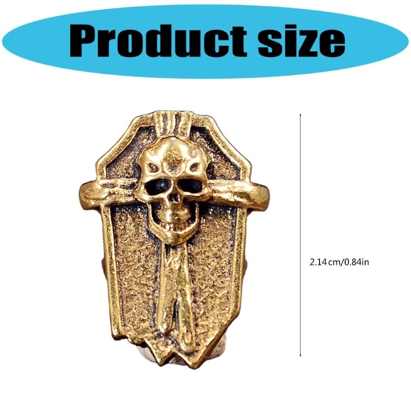 Retro Carved Copper Skull Charm Paracord Pendant Ornament For Handmade Craft Costume Decoration Jewelry Making Sewing