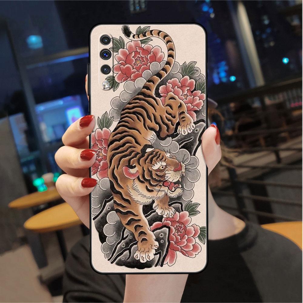 

Чехол для Samsung Galaxy A50 A70 A30 A20s A20e A10 A40 A10s A10e M52 M51 M31 M30s M21 черный чехол для телефона Tiger Crane ART Samsung A60