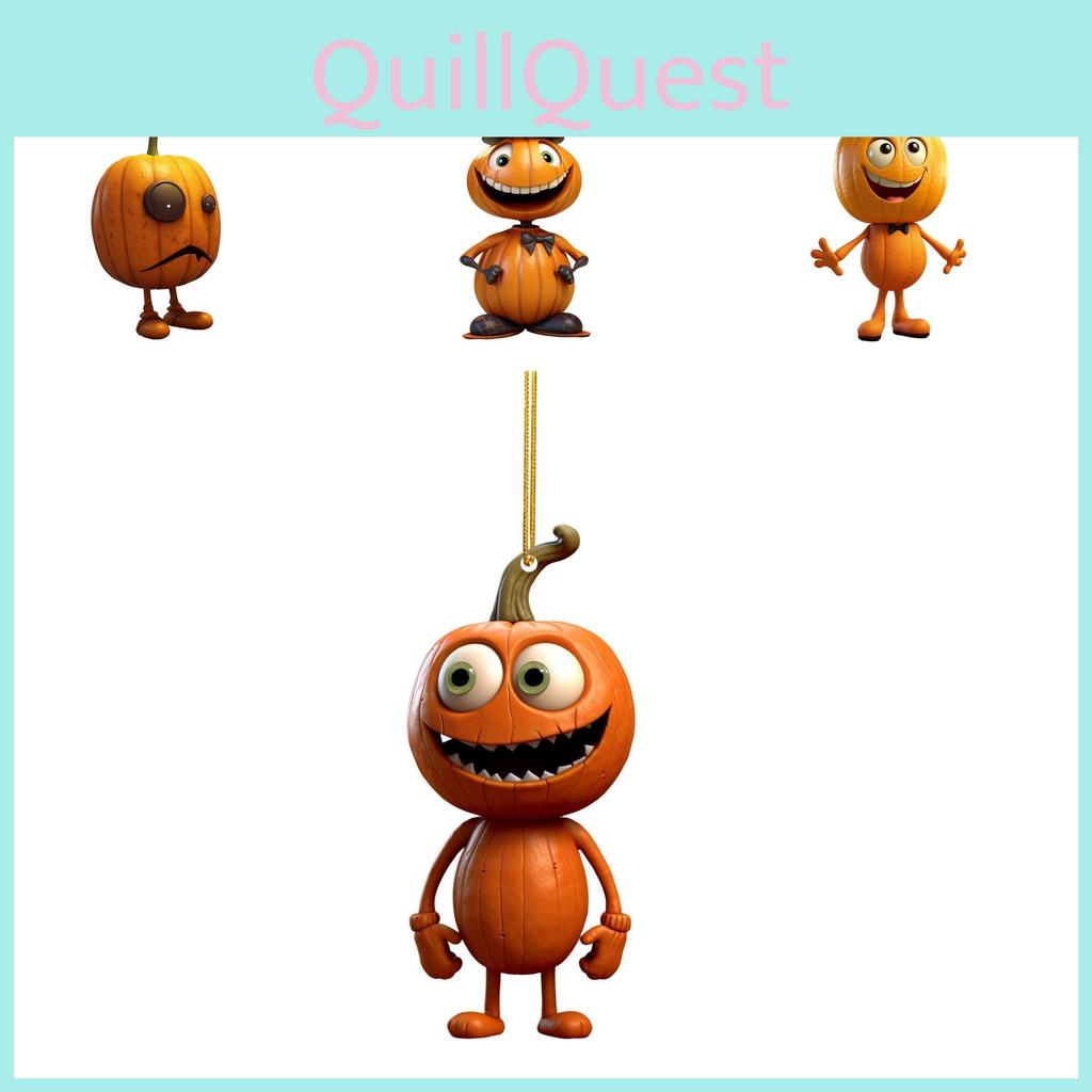 Vintage Halloween Pumpkin Car Mirror Hanging Ornament Acrylic Ghost Pendant Decor