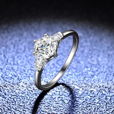 D Color Moissanite Ring Women's Sterling Silver 1ct Wedding Ring Proposal Diamond Ring Gift for Girlfriend Exquisite Jewelry Gift