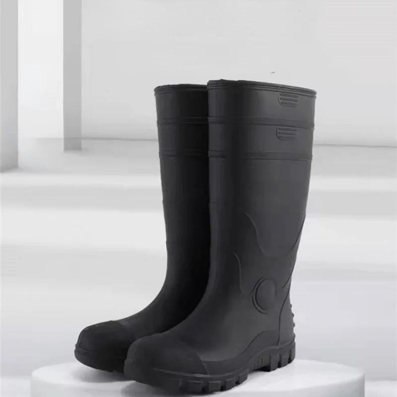 2024 Men's Work Boots Construction Site Protection Plus Steel Boots Anti-smashing Anti-stab Platform Boots Men's Tall Rain Boots