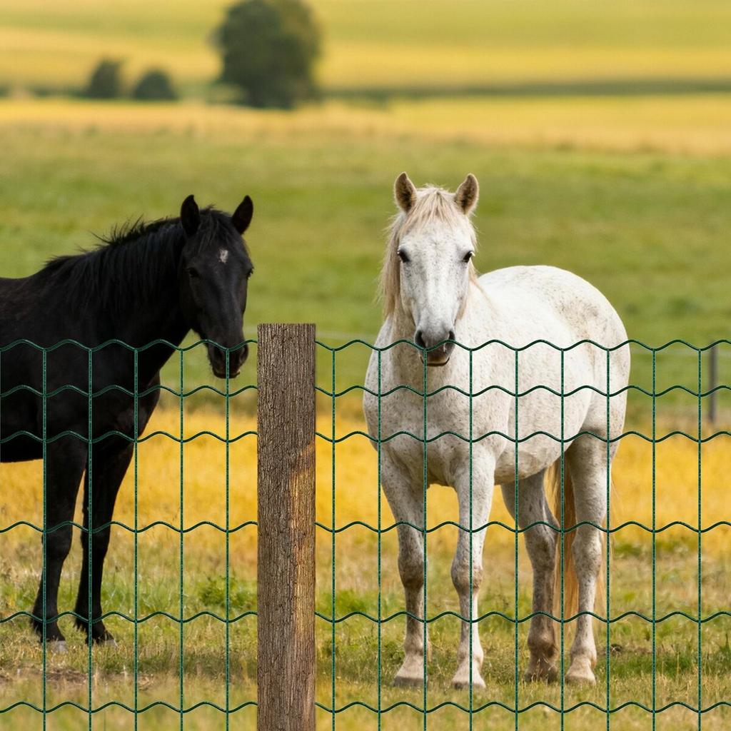 Farm Fence, 1 x 25 m, 2 x 4 in Mesh 2.1mm Galvanized Steel Wire Fencing for Cattle, Hog & Sheep, Heavy Duty Vinyl Coated Livestock Fence for Animal
