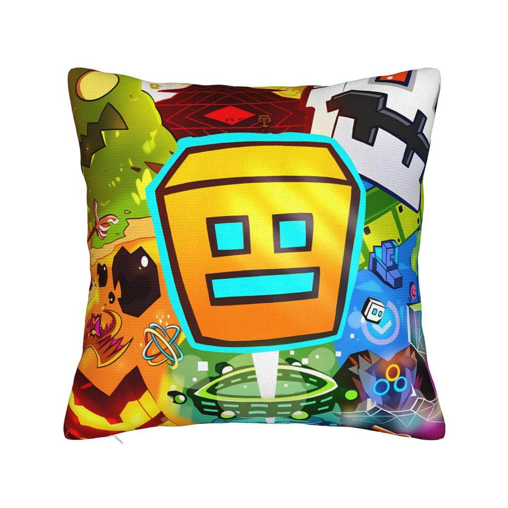 Geometry Dash Pillow Case Novelty Pillow Cover Square Graphic Cushion Cover Pillowcases For Sofa Car Home Decor