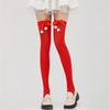 Christmas Thigh High Stockings Over the Knee Socks Halloween Cosplay Costumes for Womens Red Thigh High Socks with Bows