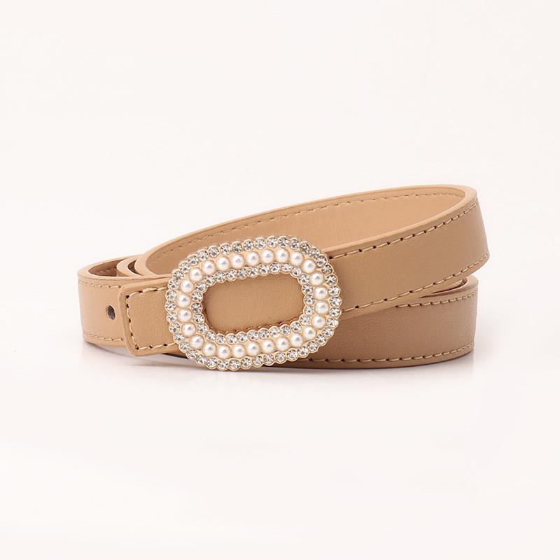 Pu Pearl Rhinestone Snap Closure Belt For Women Elegant Dress And Jeans Accessory