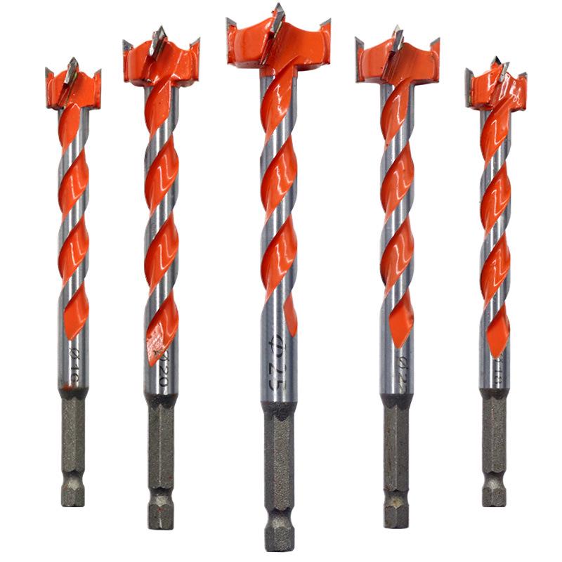 Extended Alloy Thread Drill Bit for Woodworking: Hex Handle, Door Lock, and Plastic Punch